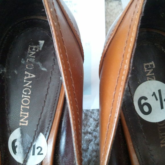 Enzo Angiolini 6.5 Tan 3" Leather Stacked Heel - Picture 3 of 7